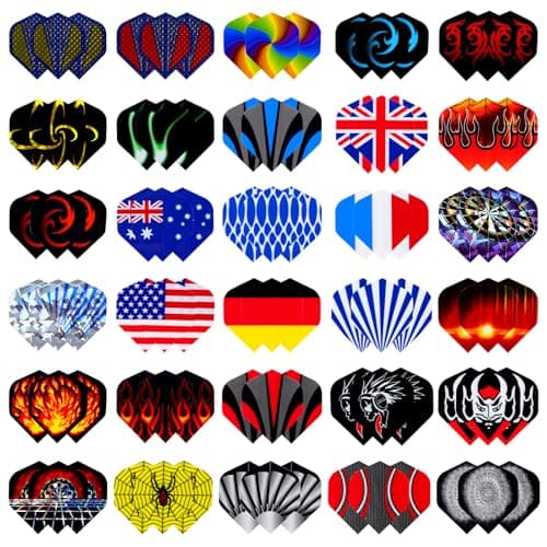 Image of Runmeihe Standard Dart Flights 50 Sets Random 30 Sets, 90 Pcs Durable PET and Laser Replacement Feather Tail Wing, Perfect Accessories Equipment Supplies for Dart Games