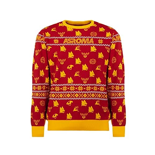 Image of AS Roma Gil Christmas Sweater 2022, Red and Yellow, Extra Large Unisex-Adult, Red and yellow