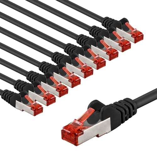 Image of Goobay 65981 CAT6 Network Cable Set - Shielded S/FTP/CU Ethernet Cable, PiMF, LSZH - 10 x 5m Black