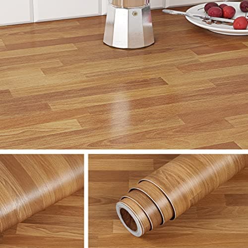 Image of Livelynine Worktop Vinyl Covering Wood Effect Vinyl Wrap for Kitchen Cupboards Light Brown Wood Sticky Back Plastic Roll for Furniture Table Top Kicthen Counter Stick On Wallpaper Wooden Panel 40CMx2M