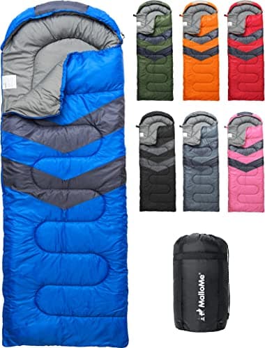 Image of MalloMe Sleeping Bags for Adults & Kids Sleeping Bag 3-4 Season - Ultralight Backpacking Sleeping Bag Cold Weather & Warm, Lightweight Compact, Single Adult Girls Boys Winter Sleep Camping Accessories