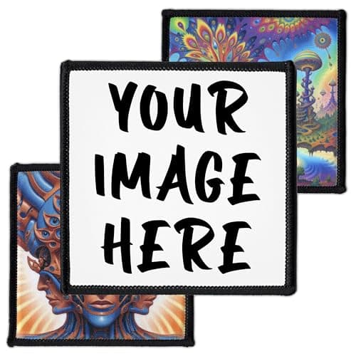 Image of Custom 7.6cm - 25cm Square Patch with Your Design, Photo, Text or Logo | High-Resolution Print | Personalised Iron-on Patches for Coats & Jackets | Made to Order by Concrete Schoolyard (Size: 7.6cm)