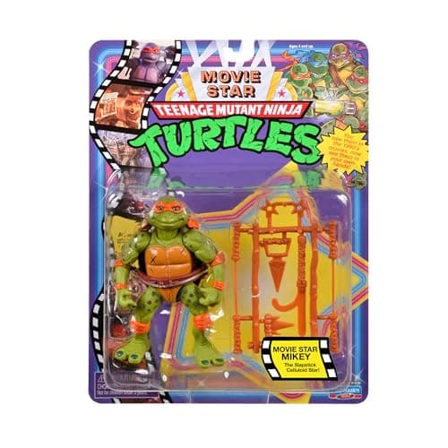 Image of Teenage Mutant Ninja Turtles CLASSIC 1991 Movie Star Turtle Michelangelo in special movie styling package with signature weapon accessories. Ideal present for Turtles Fans!