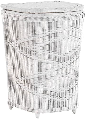 Image of Elegant Rattan Laundry Basket with Lid Basket Storage for Laundry Items with Lining Laundry Hamper (White)