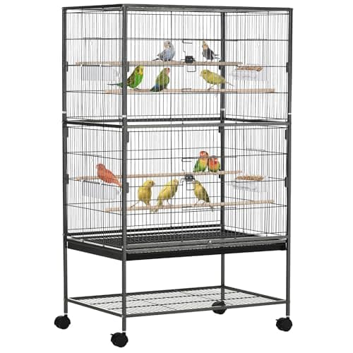 Image of PawHut Large Bird Cage Budgie Cage for Finch Canaries Parrot with Stand Grey