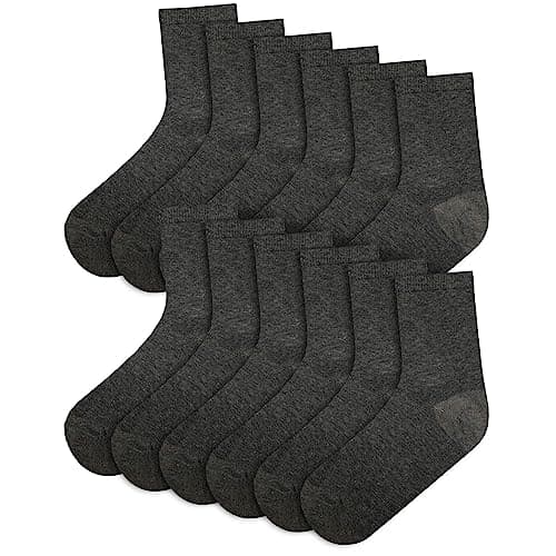 Image of A2Z 4 Kids Boys Girls Children Kids Back to School Cotton Rich Plain Ankle - Socks 970 6 Pack Charcoal 6-9