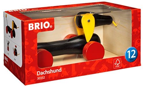 Image of BRIO Infant & Toddler - Dachshund Sausage Dog Pull Along Toddler Toys for Ages 12 Months Up (Kids 1 Year Old)