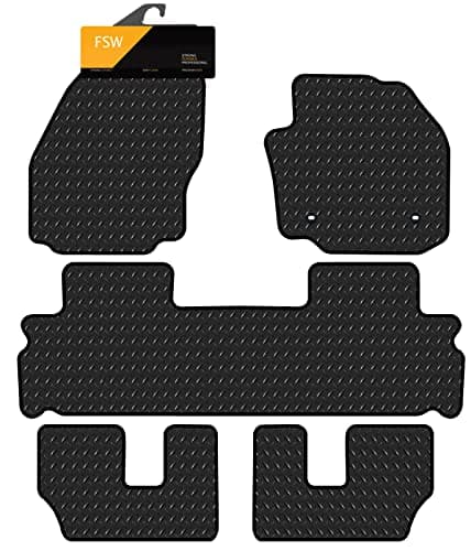 Image of FSW - Tailored Car Mats - Fits Ford Galaxy 2006-2014 - HEAVY DUTY 3mm Rubber Anti Slip Mat - Waterproof Car Floor Mat, Clips & Anti Slip Backing - 5Pc Floor Mat Set