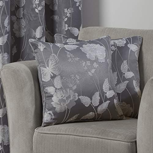 Image of Emma Barclay Butterfly Meadow - Jacquard Cushion Cover in Silver - 17x17 (43x43cm)