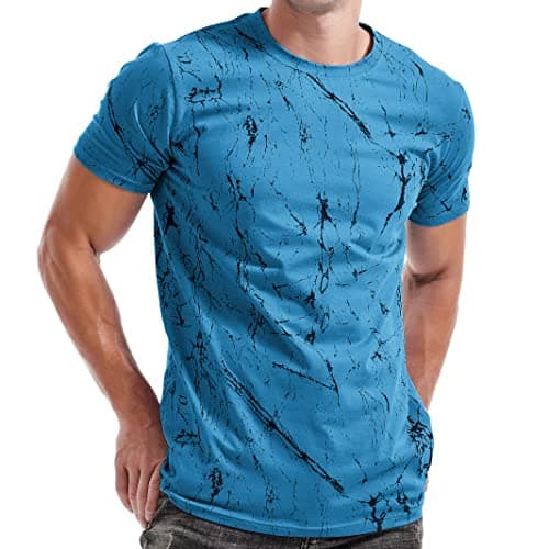 Image of RONOMO Men's Round Neck Short Sleeved T-Shirt | Medium Elasticity | Soft and Breathable | Pre Shrunk Treatment| (SH Blue XXXL)