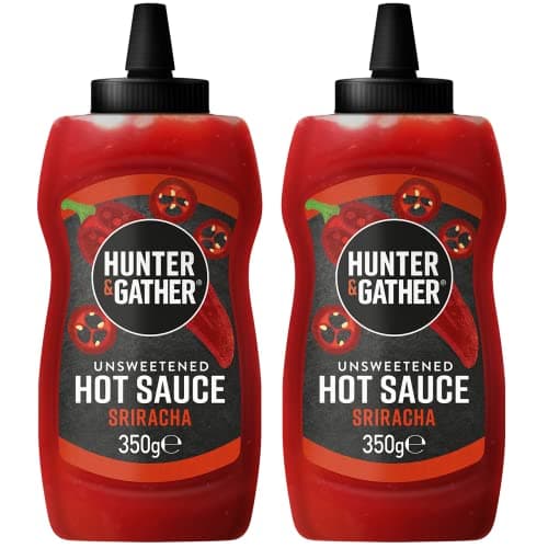 Image of Hunter & Gather Unsweetened Hot Sauce | 2 x 350g Hot Sriracha Sauce Keto, Paleo, Low Carb & Vegan Friendly | Free from Added Sugar & Sweeteners