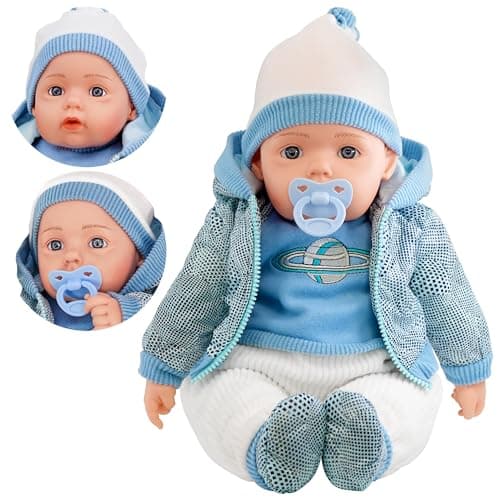 Image of BiBi Doll 20" Baby Boy Doll - Large Lifelike Size, Soft Body, with Dummy & Sounds in Blue Space Jacket Outfit, Toy for Boys & Girls Aged 18 Months+