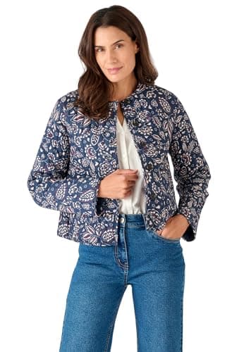Image of Damart - Print Quilted Jacket, Navy Floral, 14/16