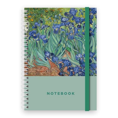 Image of Cauliflower Journals A5 Spiral Bound Journal Notebook- Van Gogh - Iris Cover Design, 120 Ruled Pages and Elastic Page Divider (Iris)