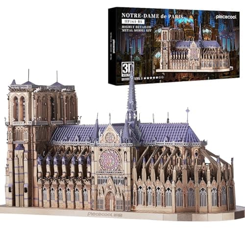 Image of Piececool 3D Puzzle Metal Notre Dame de Paris, Scenic Buildings Craft Model Kits for Adults to Build, 3D Puzzles Adult Teens for 304 Stainless Steel, Ideal as Gifts, Home Decoration, DIY, 382 Pieces