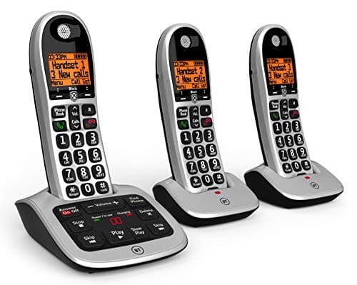 Image of BT 4600 Cordless Landline House Phone, Home Phone, Big Buttons, Advanced Nuisance Call Blocker, Answer Machine, Trio Handset Pack