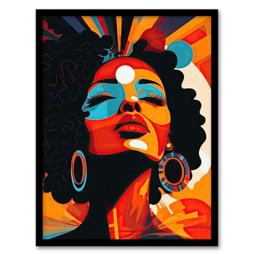 Image of Artery8 Modern African Art Multi-Coloured Bright Bold Abstract Artwork Framed Wall Art Print 18X24 Inch