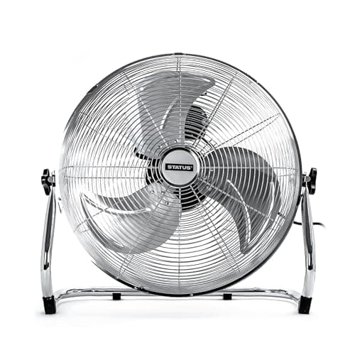 Image of Status 16 Inch Floor Fan with 3 Speed Settings, Adjustable Tilt Air Circulator for Home and Office Cooling, Chrome (S16CFLOORFAN1PKB)
