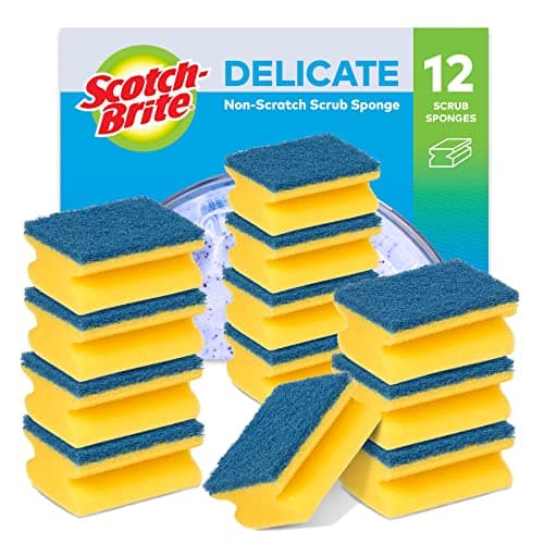 Image of Scotch-Brite Delicate Non-Scratch Sponge Scourer, 12 Pieces - Ideal Everyday Washing up sponge, use on Non-Stick Cookware and Glass