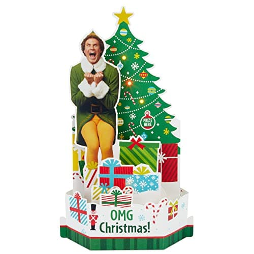 Image of Hallmark Christmas Card, Buddy the Elf, Musical, Light-Up, Pop Up Christmas card, 3D Christmas Card, Paper Wonder, Multicoloured