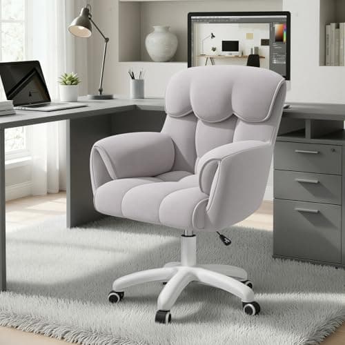 Image of Aivermeil Ergonomic Office Chair, Height-Adjustable Desk Chair with Armrests, 360° Swivel Function, Velvet Cover, for Home Office and Office, Load Capacity up to 150 kg, Grey