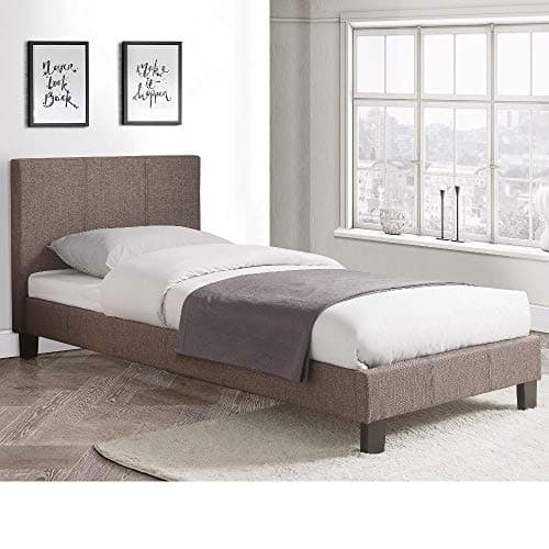 Image of Happy Beds Berlin Fabric Bed Grey Modern Luxury Frame Bedroom Comfort 3' Single 90 x 190 cm