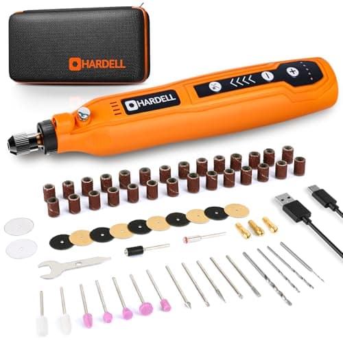 Image of HARDELL Cordless Rotary Tool Kit with 69 Accessories - 5-Speed Mini Power Tool, USB Rechargeable for Drilling, Sanding, Polishing, Engraving (DIY & Crafts)