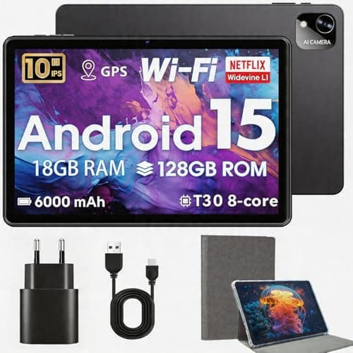 Image of Hasskya Android Tablet 10 Inch, Tablets with Case, 18GB+128GB, 1TB Expand, Widevine L1 Compatible Octa-Core Tablet with WiFi 5, 6000mAh, T30 CPU, High Performance, Processor, Dual Camera (5MP+8MP)