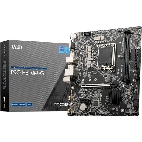 Image of MSI PRO H610M-G Motherboard, Micro-ATX - Supports Intel 12th & 13th Gen Core Processors, LGA 1700 - DDR5 Memory Boost 4800MHz/MAX, PCIe 4.0 x16 Slot, M.2 Gen3 Slot
