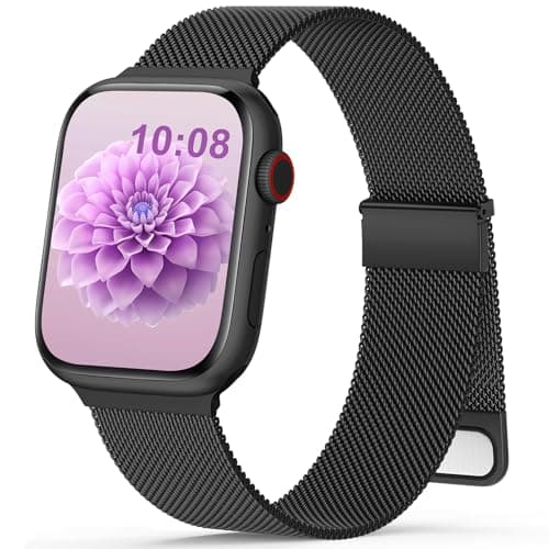 Image of Yoohoo Milanese Loop for Apple Watch Ultra 3/2/1 Straps 49mm 46mm 45mm 44mm Women Men,Adjustable Metal Band with Dual Magnetic Clasp for iWatch Series 11 10 9 8 7 6 5 4 3 2 1 SE3 SE2 SE,Black