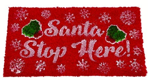 Image of Toyland® Christmas Red Santa Stop Here Coir Door Mat 66cm X 35cm (26" X 14")