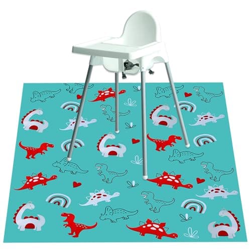 Image of No More Mess Splash Mat for Under Baby Highchair - Floor PVC Mat Toddler Sheet, Great as a Feeding Cover for Carpets and Easy to Wipe