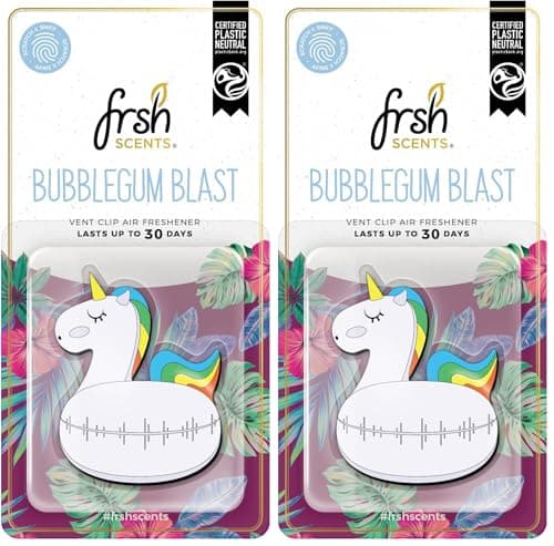 Image of FRSH Scents VO009 Bubblegum Blast 3D Unicorn Vent Clip for Cars - Lifespan Upto 30 Days - Single Pack (Pack of 2)