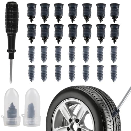 Image of Aonior 30Pcs Tyre Repair Screws, Vacuum Car Puncture Repair Kit, Fast Self-Service Rubber Nails, Universal Tire Plugs Kit with Screwdriver, Emergency Accessories for Aoto Motorcycle Bike(15S/15L)