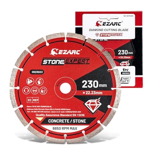 Image of EZARC Diamond Cutting Discs, 230mm Segmented Diamond Blade for Angle Grinder & Cut-Off Saw, Heavy Duty Cutting Disc for Concrete, Brick & Block, Dry & Wet Cut