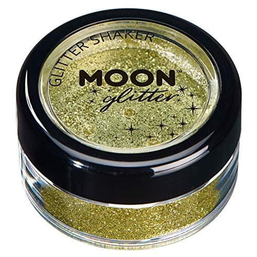 Image of Classic Fine Glitter Shakers by Moon Glitter - Gold - Cosmetic Festival Makeup Glitter for Face, Body, Nails, Hair, Lips - 5g