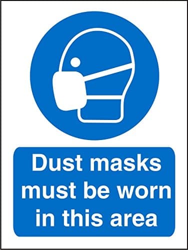 Image of Seco Dust Masks Must Be Worn in This Area Sign, 150mm x 200mm - Self Adhesive Vinyl