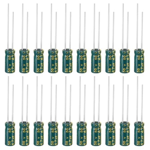 Image of PATIKIL 50V 4.7uF Electrolytic Capacitors, 20Pcs 5x11mm Aluminum High Frequency Electrolytic Capacitors for TV, LCD Monitor, Refrigerator, Circuit Boards, Green