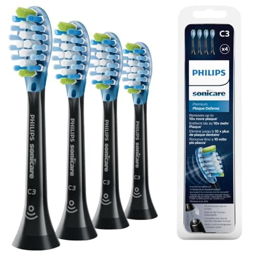 Image of Philips Sonicare Original C3 Premium Plaque Defence Standard Sonic Toothbrush Heads - 4 Pack in Black (Model HX9044/33) (Packing May Vary)