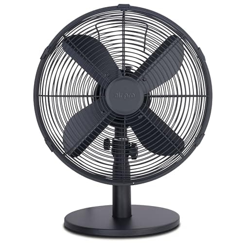 Image of Air Pro 12″ Desk Fan Portable 80° Oscillating Metal Table Fan for Instant Cooling with Adjustable Tilt & 4 Speed Settings, Compact Fan with Quiet Operation to use at Home Office or Bedroom