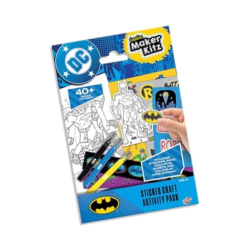 Image of BLADEZ DC Batman Sticker Activity Set - Creative Fun with Stickers & Colouring - Stickers for Children with Mini Card Figures & Pens - Perfect for Party Bags - 6 Pack