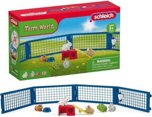 Image of SCHLEICH 42500n Rabbit and guinea pig hutch Farm World Toy Playset for children aged 3-8 Years