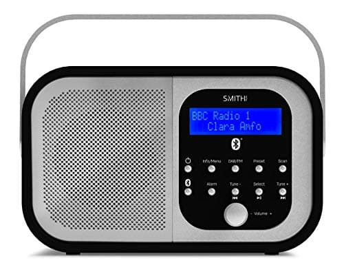 Image of Smith-Style Retro H1 DAB Radio with Bluetooth | DAB Radio Portable | Mains and Battery Powered with DAB/DAB+ & FM | Dual Alarm | 20 Preset Stations
