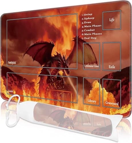 Image of Nkddert MTG Playmat, 24x14in TCG Card Playmat Stitched Edges MTG Commander Playmat 3mm Thick Waterproof Board Game Nature Scenery Pattern Play Mat with Storage Bag