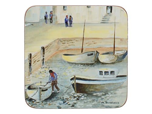 Image of Creative Tops “Cornish Harbour” 4-Piece Set of Cork Backed Coasters, 10.5 x 10.5 cm (4" x 4")