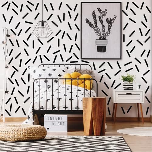 Image of 10 Sheet Black Confetti Wall Sticker Confetti Wall Decal for Bedroom Living Room Classroom, Playroom Decor Removable Wall Stickers