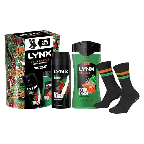 Image of Lynx Africa & Jungle Fresh 2 piece Gift Set with Socks, Body Wash & Body Spray Deodorant