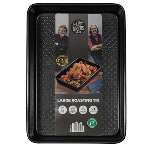 Image of Hairy Bikers Bakeware, Large Roasting Tin, Non-Stick Coating, PFOA Free, Oven Safe, Dishwasher Safe, Freezer Safe, Black