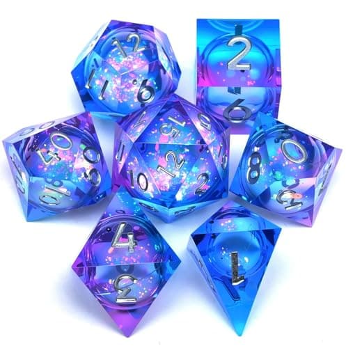 Image of Dungeons and Dragons Liquid Core Dice Set D&D, Polyhedron DND Resin dice Set, Used for Role-Playing dice Magic Pathfinder Game DND dice Set (7 Pieces)