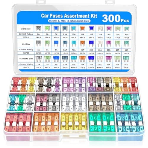 Image of 300PCS Car Fuses Assorted Kit,160 Mini & 90 Standard & 50 Micro Blade Fuse for Cars,Trucks,SUVs,Campervans,Motorbikes,Boats,Lawnmowers (2A,3A,5A,7.5A,10A,15A,20A,25A,30A,35A,40A)